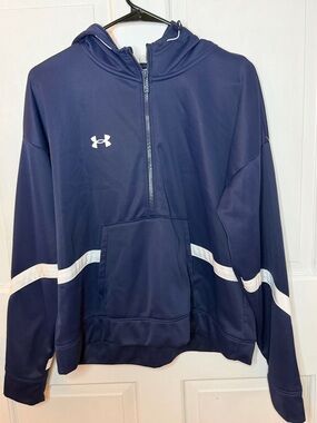 Under Armour Storm Fleece Navy Half-Zip Hoodie loose heatgear